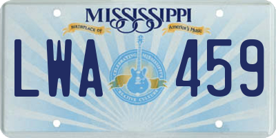 MS license plate LWA459