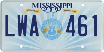 MS license plate LWA461