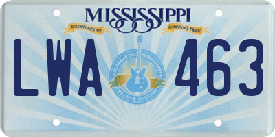 MS license plate LWA463