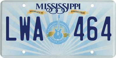 MS license plate LWA464