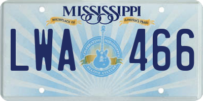 MS license plate LWA466