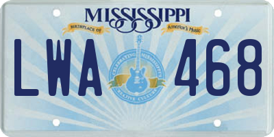 MS license plate LWA468