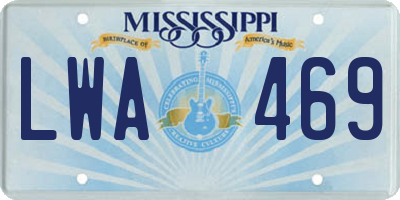 MS license plate LWA469