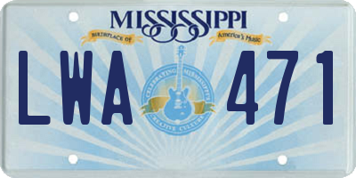 MS license plate LWA471