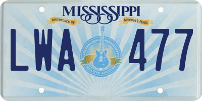 MS license plate LWA477