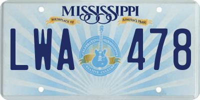MS license plate LWA478
