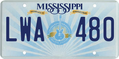MS license plate LWA480