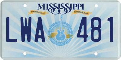 MS license plate LWA481
