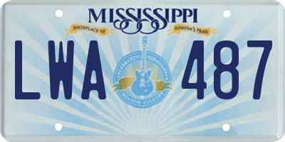 MS license plate LWA487