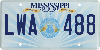 MS license plate LWA488