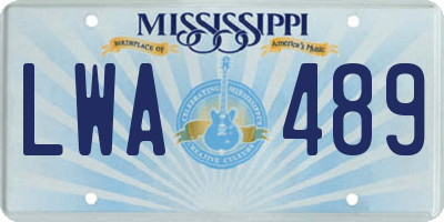 MS license plate LWA489