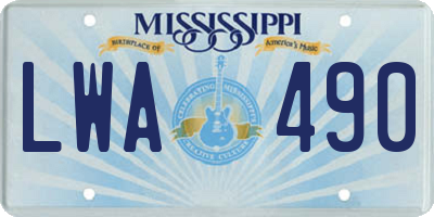 MS license plate LWA490