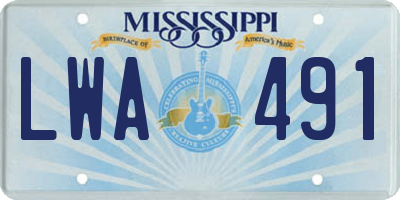 MS license plate LWA491