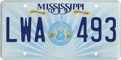 MS license plate LWA493