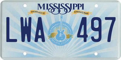 MS license plate LWA497