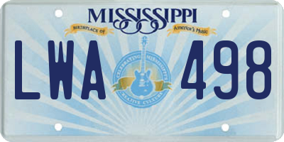MS license plate LWA498