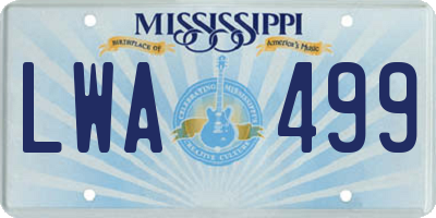MS license plate LWA499