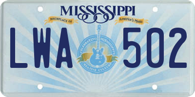 MS license plate LWA502