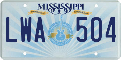 MS license plate LWA504