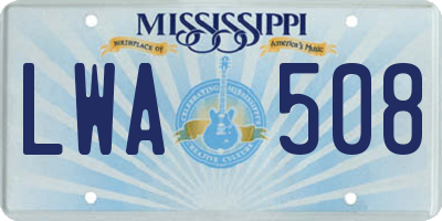 MS license plate LWA508