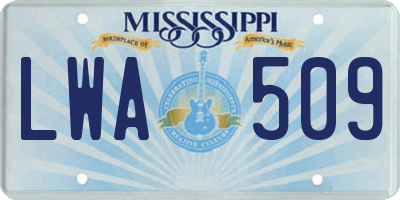 MS license plate LWA509