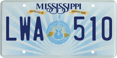 MS license plate LWA510