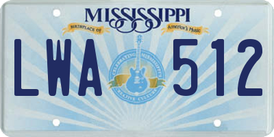 MS license plate LWA512