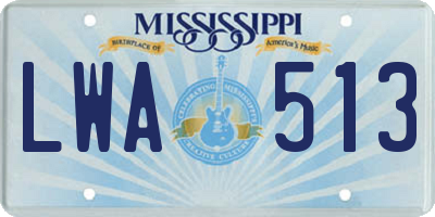 MS license plate LWA513