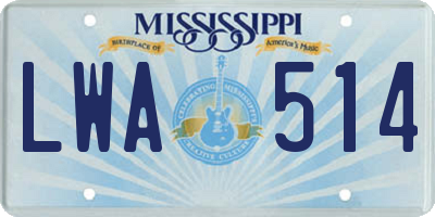MS license plate LWA514