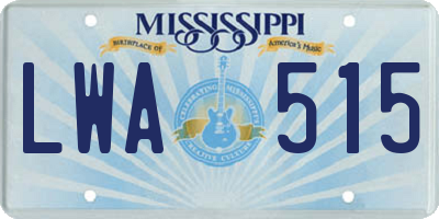 MS license plate LWA515
