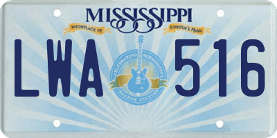 MS license plate LWA516