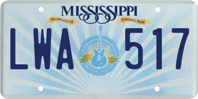 MS license plate LWA517