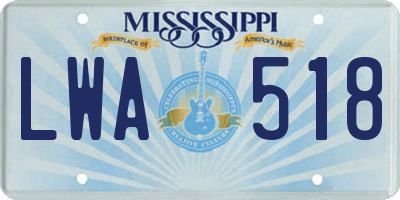 MS license plate LWA518