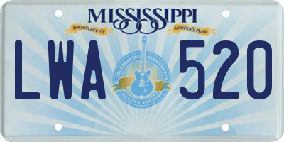 MS license plate LWA520