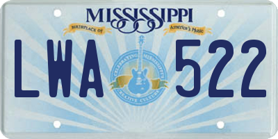 MS license plate LWA522