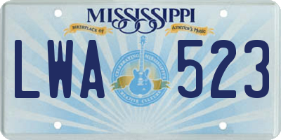 MS license plate LWA523