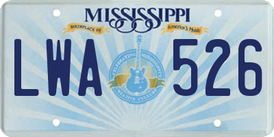 MS license plate LWA526