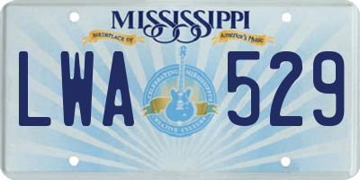MS license plate LWA529