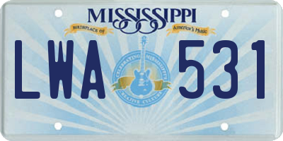 MS license plate LWA531