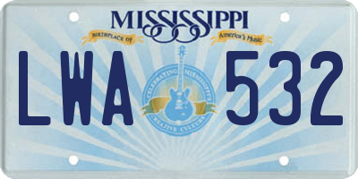 MS license plate LWA532