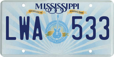 MS license plate LWA533