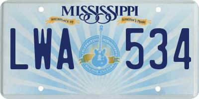 MS license plate LWA534