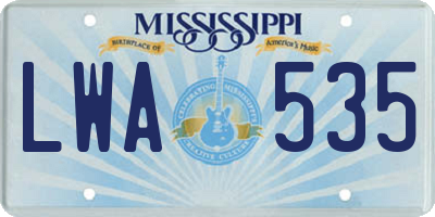 MS license plate LWA535