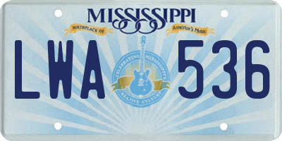 MS license plate LWA536