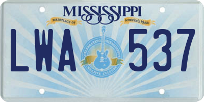 MS license plate LWA537