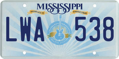 MS license plate LWA538