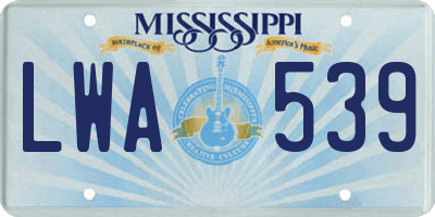 MS license plate LWA539