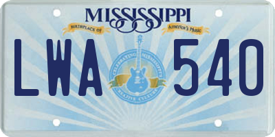 MS license plate LWA540