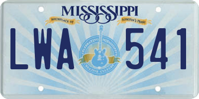MS license plate LWA541