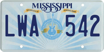MS license plate LWA542